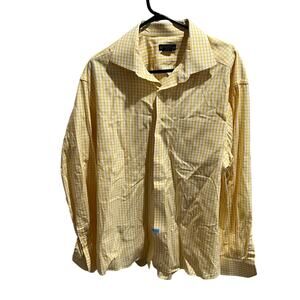J Peterman Company Yellow Gingham Check Shirt Men’s XXL Made in Portugal